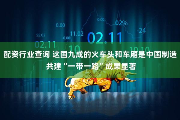 配资行业查询 这国九成的火车头和车厢是中国制造 共建“一带一路”成果显著